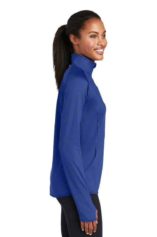 Sport-Tek Womens Sport-Wick Moisture Wicking 1/4 Zip Sweatshirt - True Royal Blue