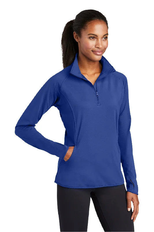 Sport-Tek Womens Sport-Wick Moisture Wicking 1/4 Zip Sweatshirt - True Royal Blue