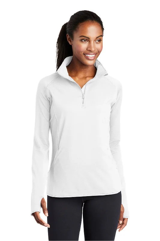 Sport-Tek Womens Sport-Wick Moisture Wicking 1/4 Zip Sweatshirt - White