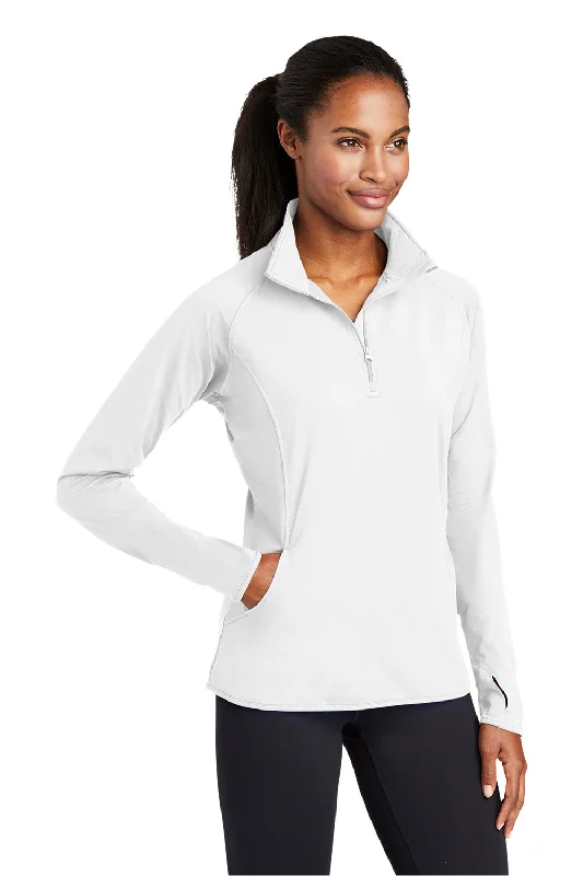 Sport-Tek Womens Sport-Wick Moisture Wicking 1/4 Zip Sweatshirt - White