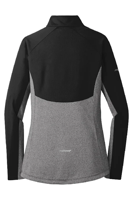 Sport-Tek Womens Sport-Wick Moisture Wicking 1/4 Zip Sweatshirt - Black/Heather Charcoal Grey