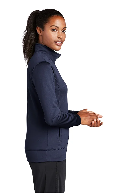 Sport-Tek Womens Sport-Wick Moisture Wicking Fleece Full Zip Sweatshirt - Navy Blue