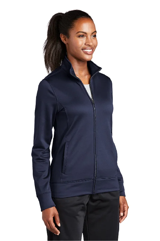 Sport-Tek Womens Sport-Wick Moisture Wicking Fleece Full Zip Sweatshirt - Navy Blue