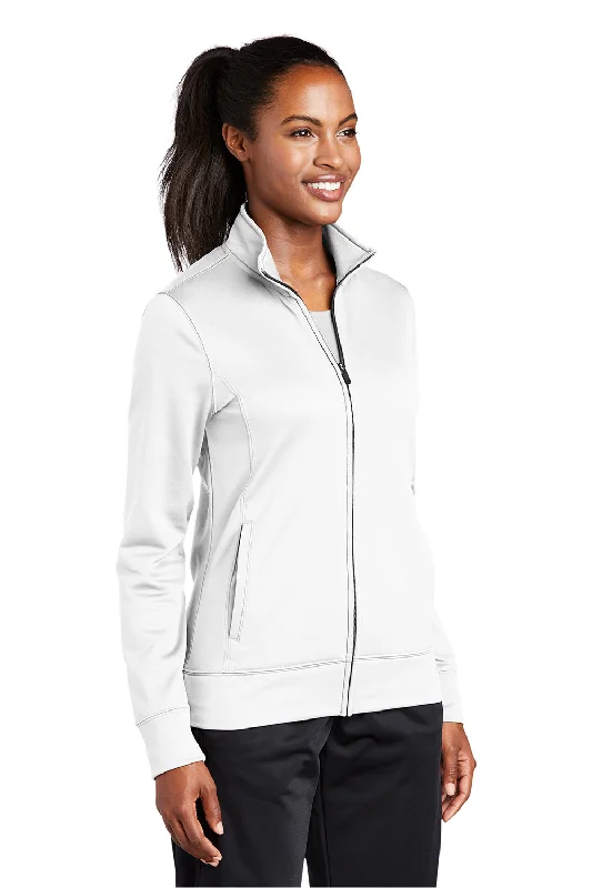 Sport-Tek Womens Sport-Wick Moisture Wicking Fleece Full Zip Sweatshirt - White