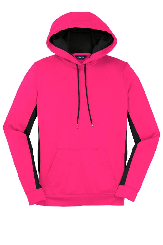 Sport-Tek Womens Sport-Wick Moisture Wicking Fleece Hooded Sweatshirt Hoodie - Neon Pink/Black