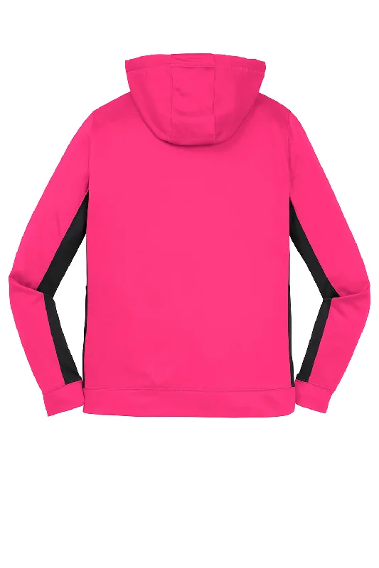 Sport-Tek Womens Sport-Wick Moisture Wicking Fleece Hooded Sweatshirt Hoodie - Neon Pink/Black