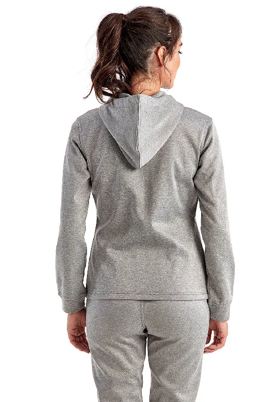 TriDri Womens Moisture Wicking Full Zip Hooded Sweatshirt Hoodie - Grey Melange