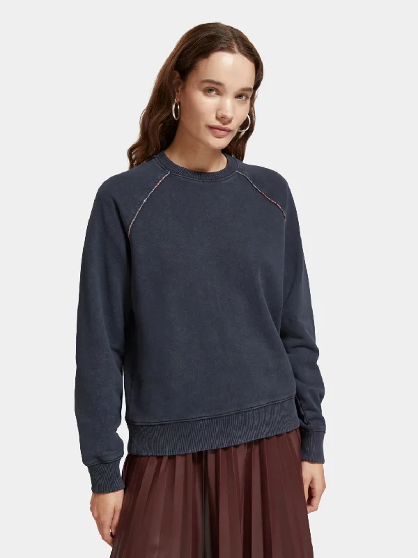 Washed raglan regular-fit piping sweatshirt