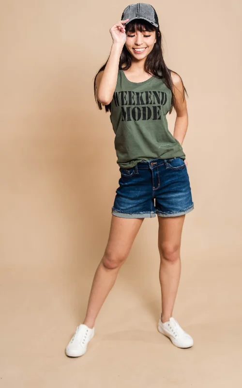 Weekend Mode Muscle Tank Top -Olive - Final Sale