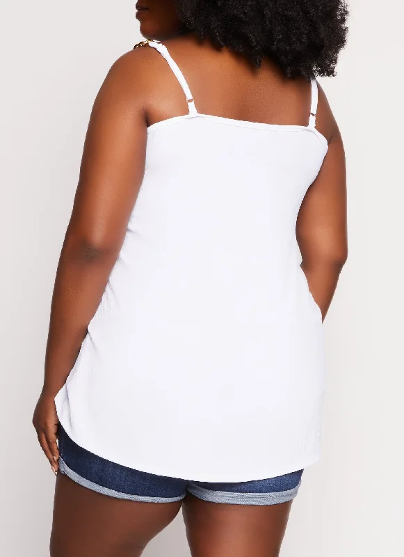 Plus Size Basic Chain Strap Cami