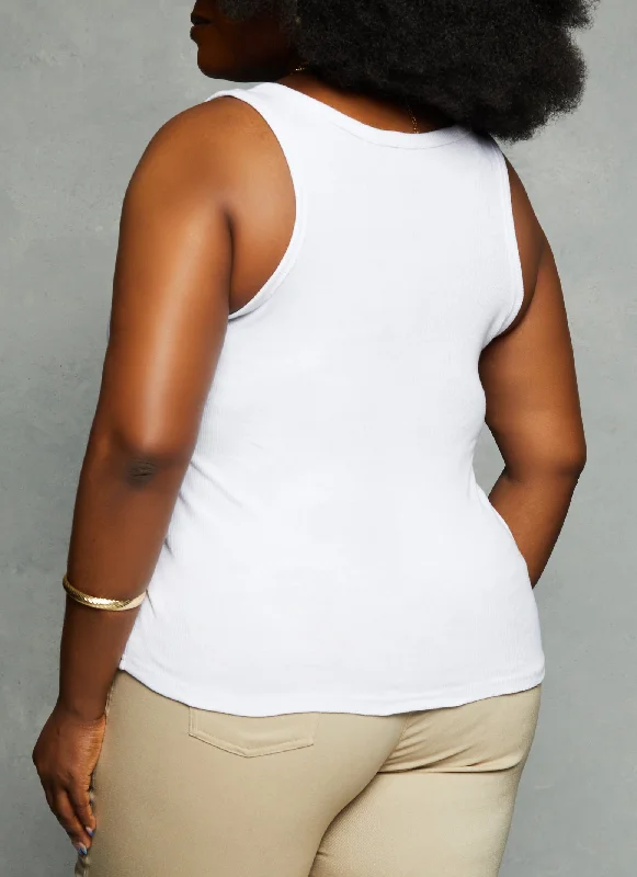 Plus Size Henley Tank Top