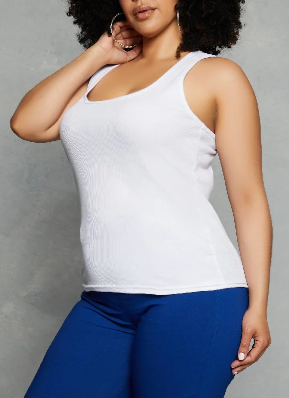 Plus Size Rib Knit Racerback Tank Top