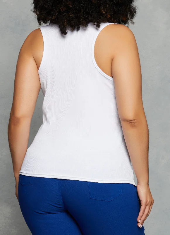 Plus Size Rib Knit Racerback Tank Top