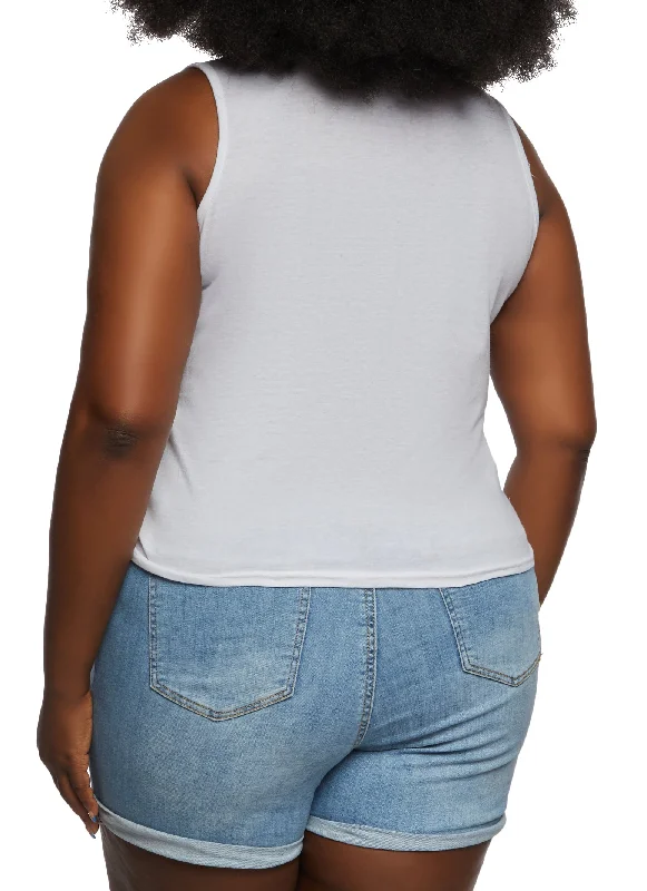 Plus Size Tie Front Tank Top