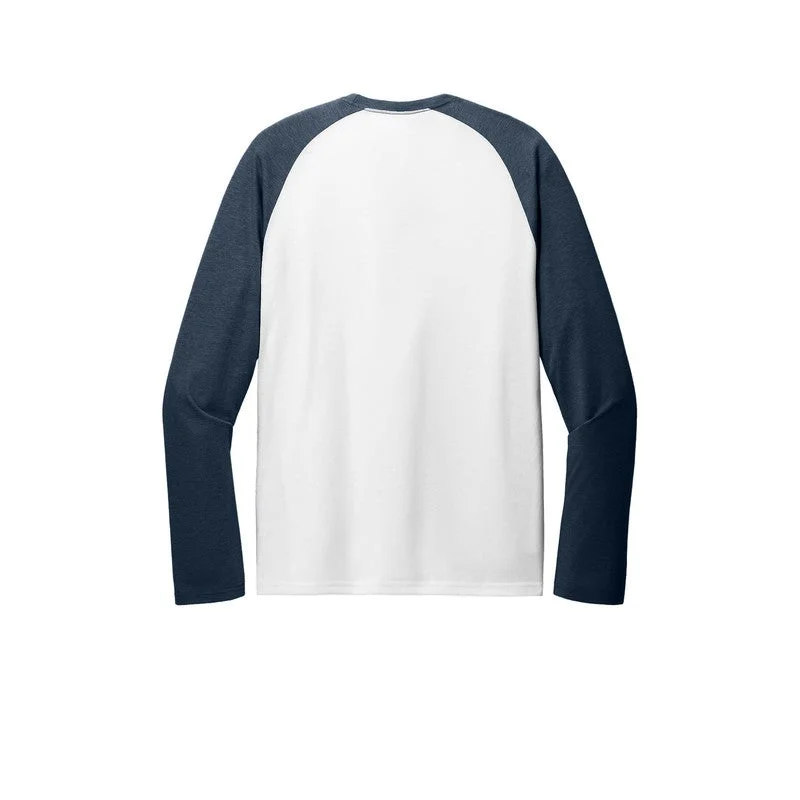 NEW STRAYER Allmade® Unisex Tri-Blend Long Sleeve Colorblock Raglan - Rebel Blue/ Bright White