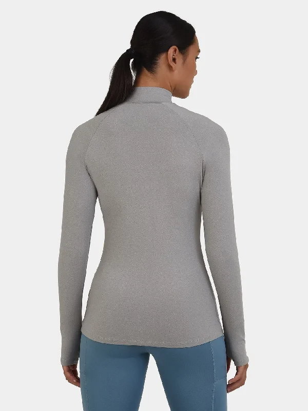 Bliss SuperThermal Long Sleeve Running Mock Neck Top For Women With Thumbholes & Brushed Inner Fabric