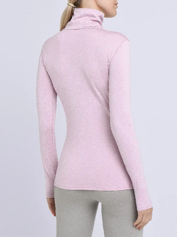 Warm-Up Thermal Long Sleeve Funnel Neck Top For Women With Brushed Inner Fabric, Thumbholes & Reflective Strips