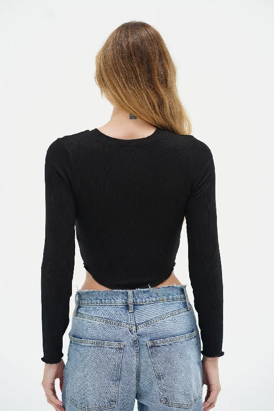 Arya Ribbed Long Sleeve - Black