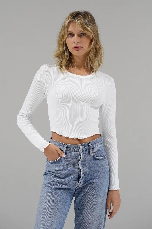 Arya Ribbed Long Sleeve - White