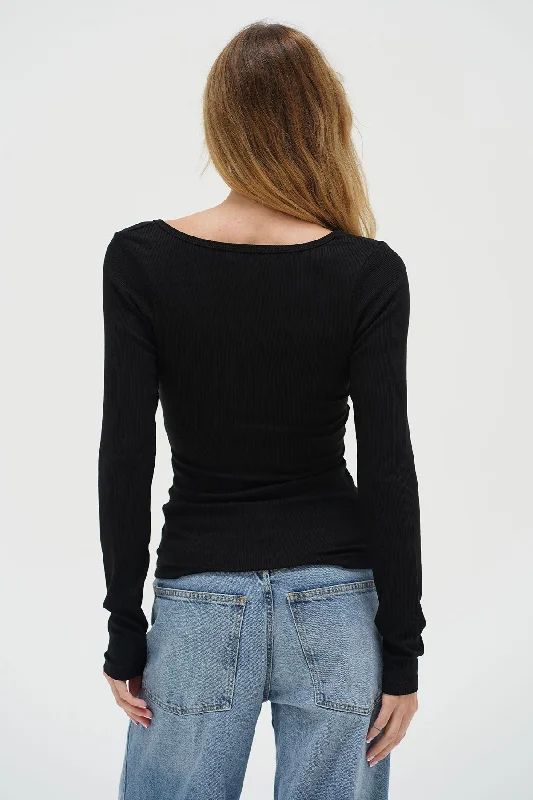 Emory Notch Long Sleeve - Black