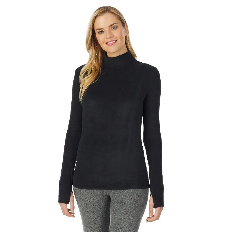 Fleecewear With Stretch Long Sleeve Mock Neck