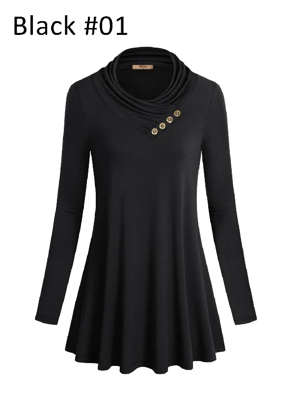 Long Sleeve Cowl Neck Tunic Top