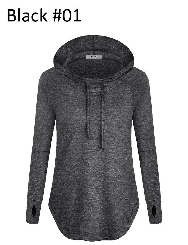 Long Sleeve Hooded Sweatshirt with Thumb Holes