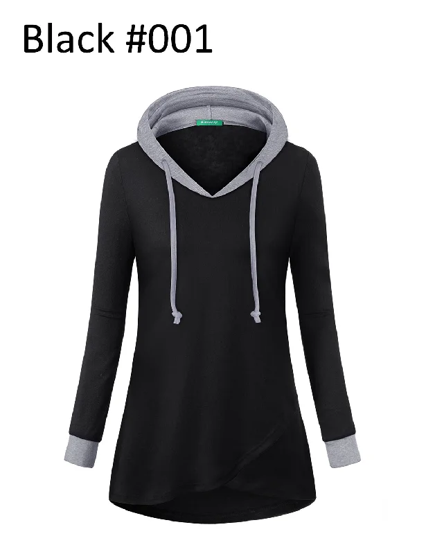 Long Sleeve Round Neck Irregular Hem Hoodie