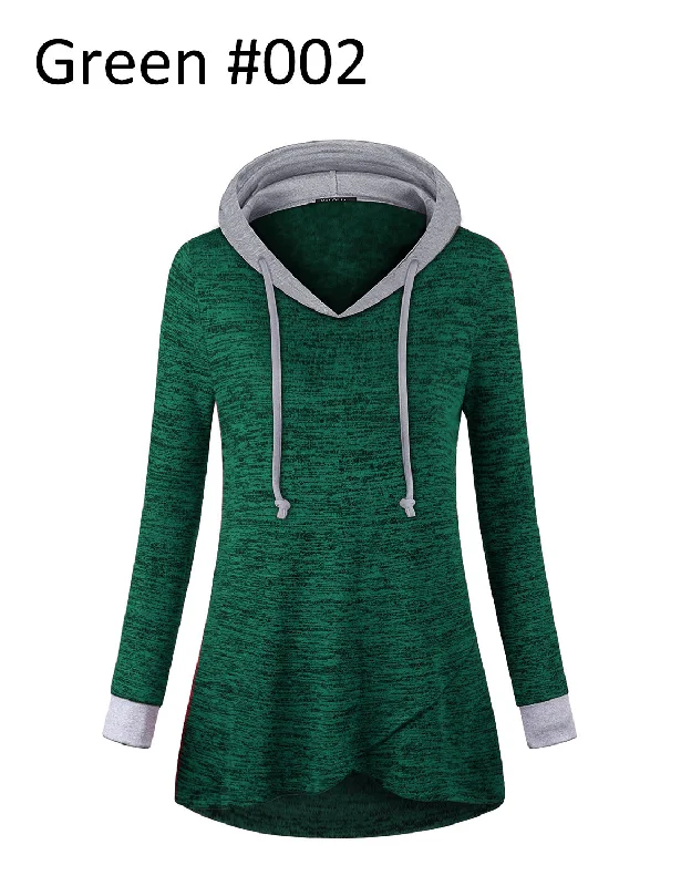 Long Sleeve Round Neck Irregular Hem Hoodie