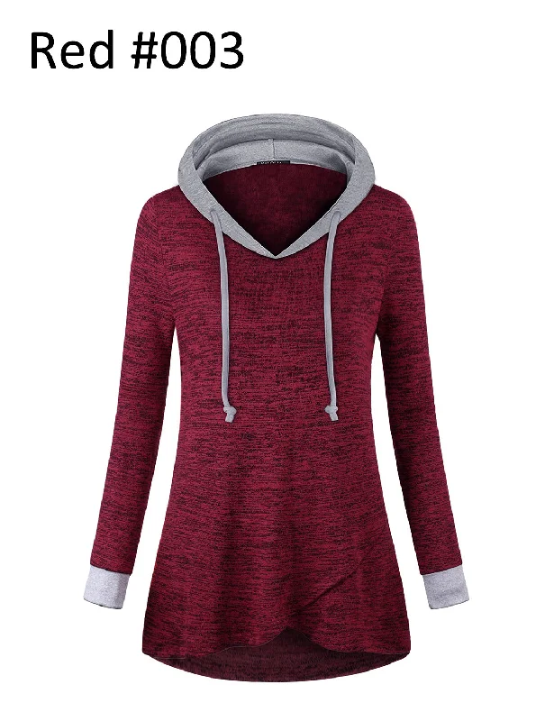 Long Sleeve Round Neck Irregular Hem Hoodie