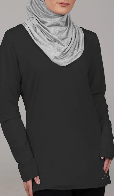 Peachy Soft Long Sleeve Modest T Shirt - Black