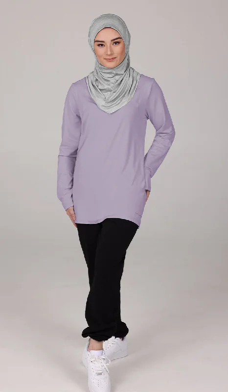 Peachy Soft Long Sleeve Modest T Shirt - Lilac