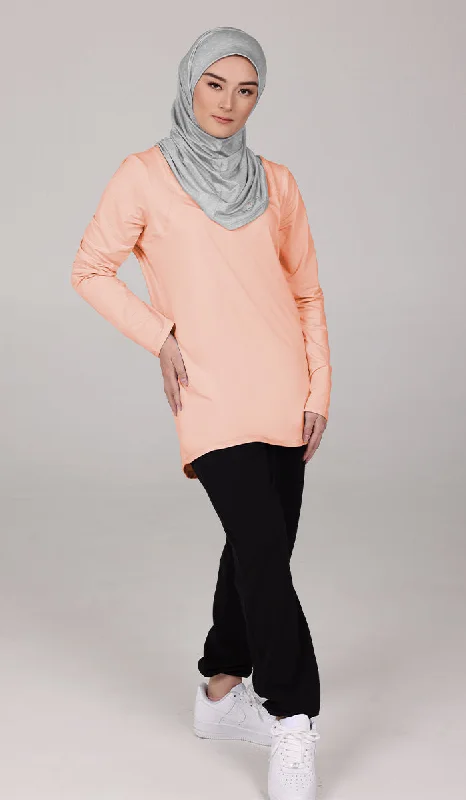 Peachy Soft Long Sleeve Modest T Shirt - Apricot