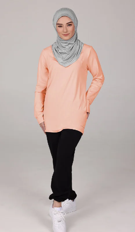 Peachy Soft Long Sleeve Modest T Shirt - Apricot