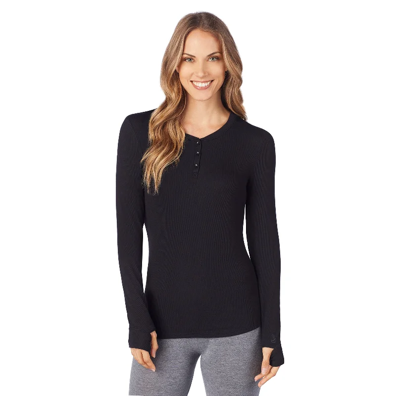 Softwear With Stretch-Ribbed Long Sleeve Henley