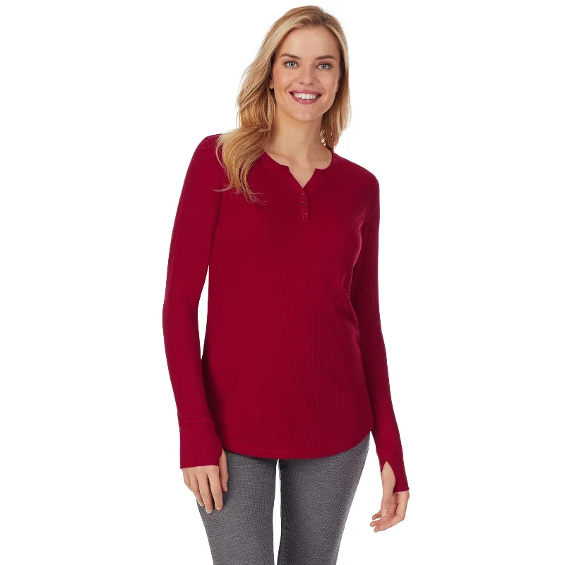 Stretch Thermal Long Sleeve Split V-Neck